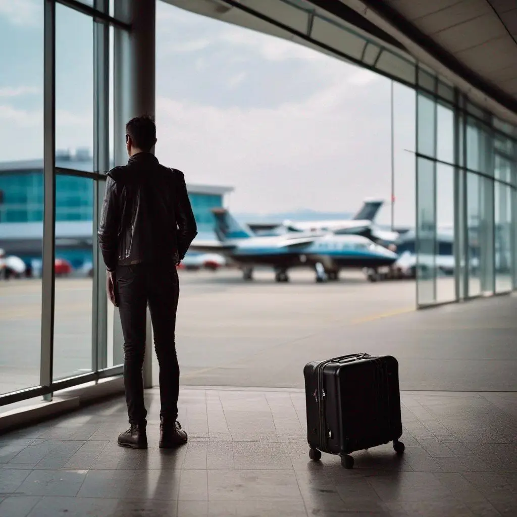 Un client qui attend un moyen de transport pour quitter l'aéroport